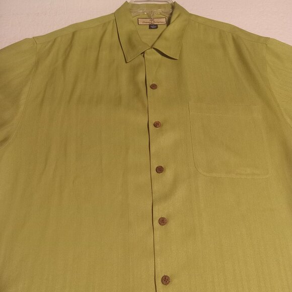 Tommy Bahama Men's 100% Silk Button Down Short Sleeve Shirt Size L Green - Picture 1 of 6